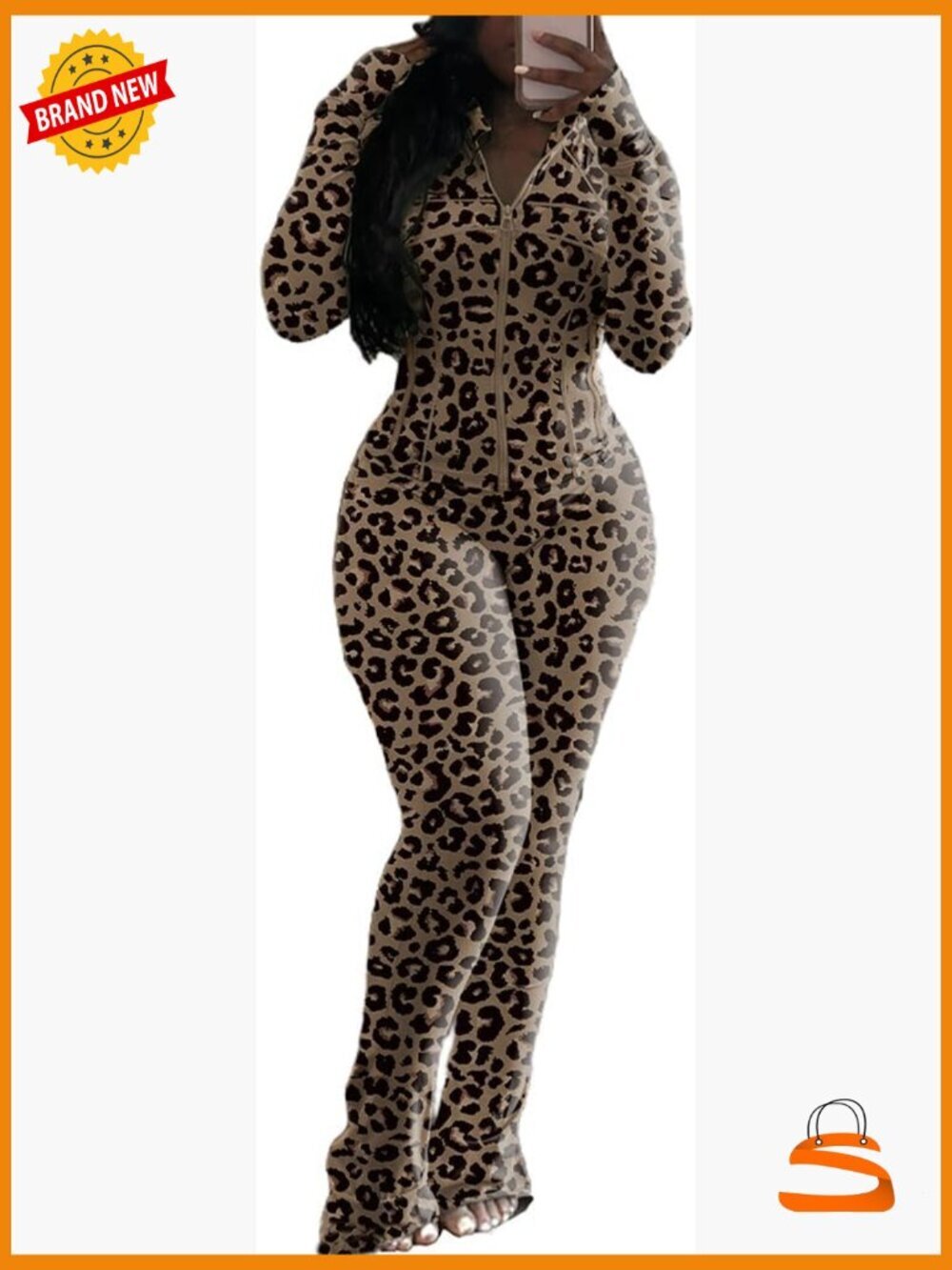 2 Piece Sweatsuit Set Long Sleeve Zipper Crop Jacket Flare Pants Tracksuit